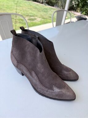 Brown Western Inspired Suede Ankle Boots 8